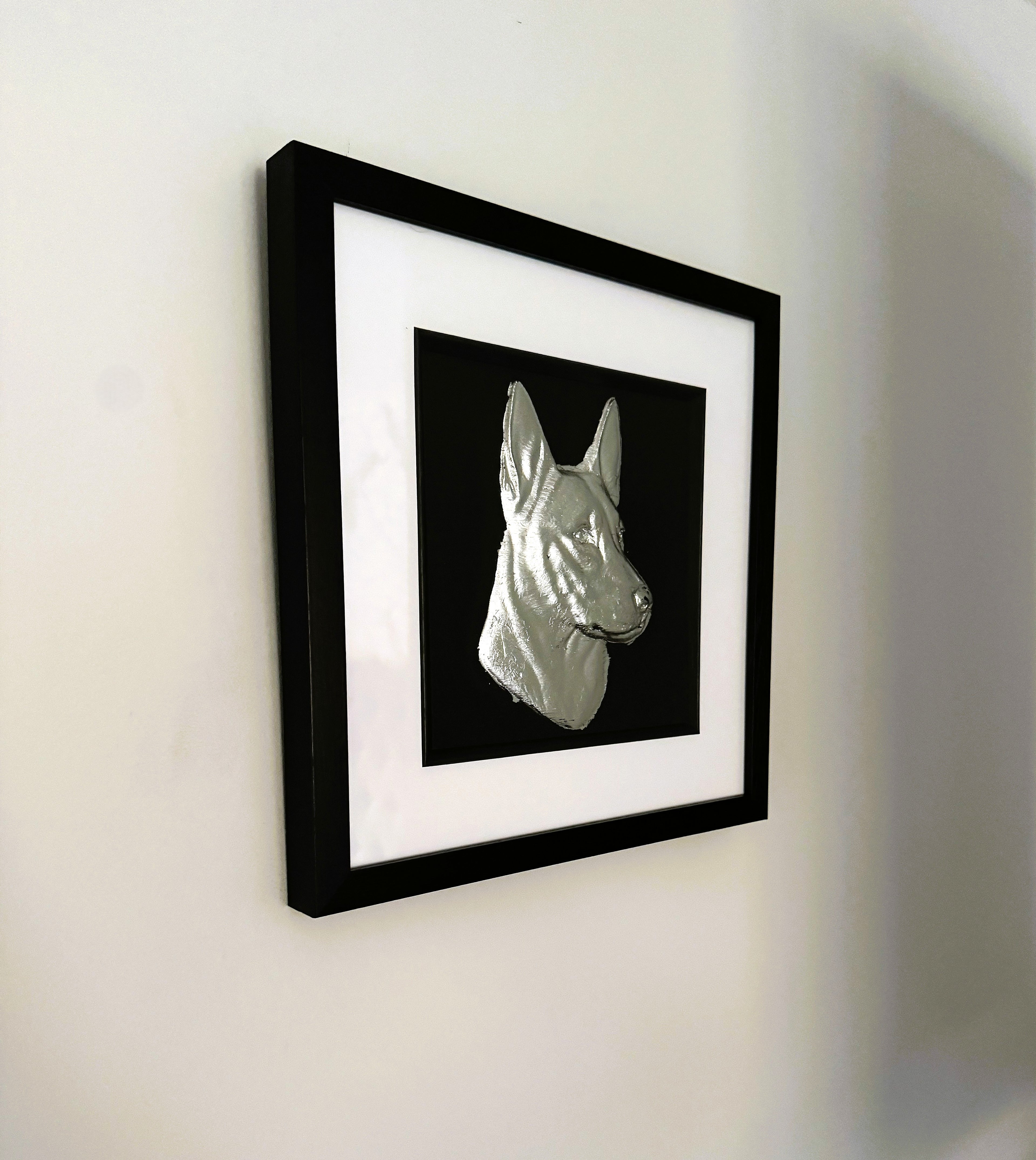 Belgian Malinois framed wall art displayed on a modern wall