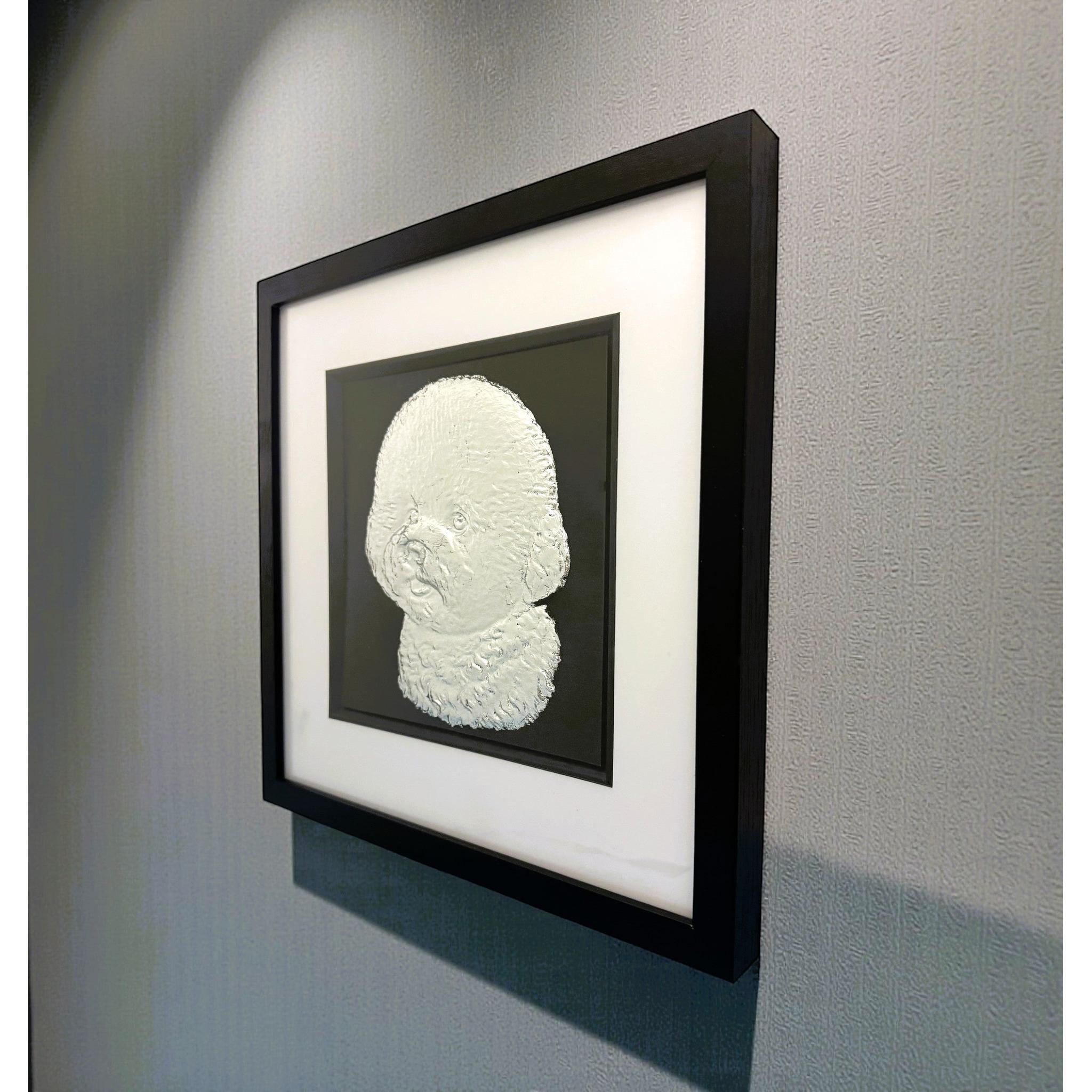 Bichon Frise framed wall art displayed in a modern interior setting