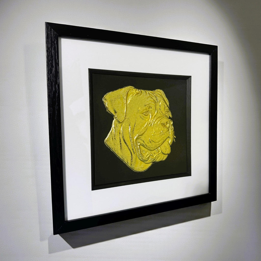 Cane Corso framed wall art displayed on a wall interior