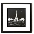 Framed Eiffel Tower landmark artwork finished in gold or silver leaf