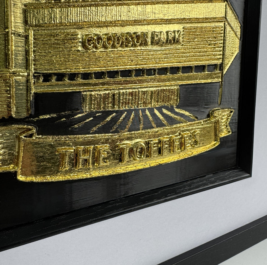 everton football club wall art close up goodison park gold leaf
