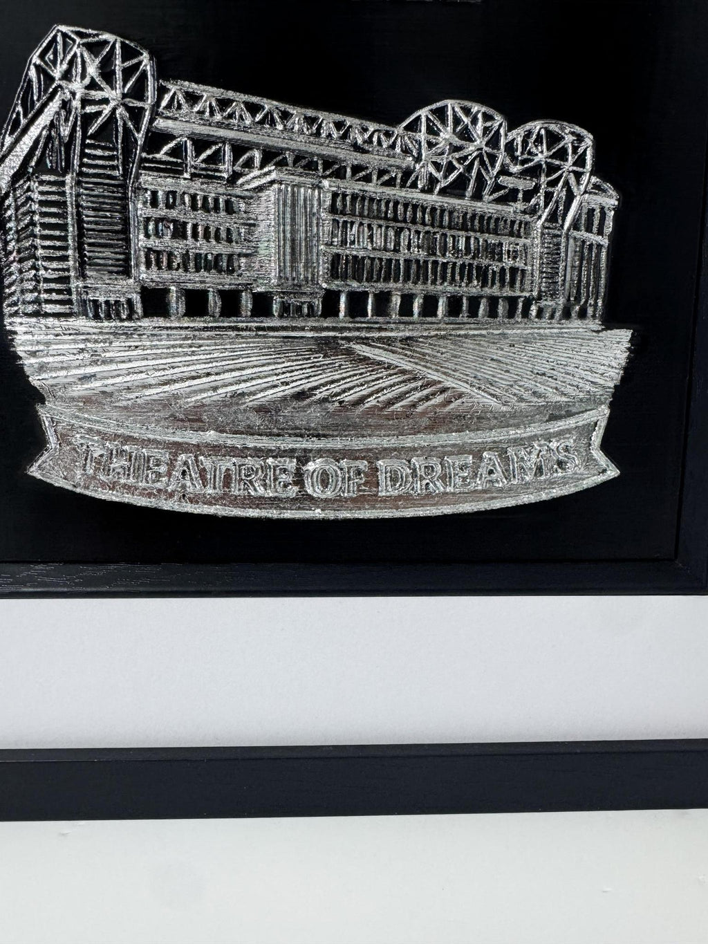 manchester united wall art banner colse up silver details