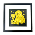 Gold leaf Grim Reaper playing poker wall art on black background