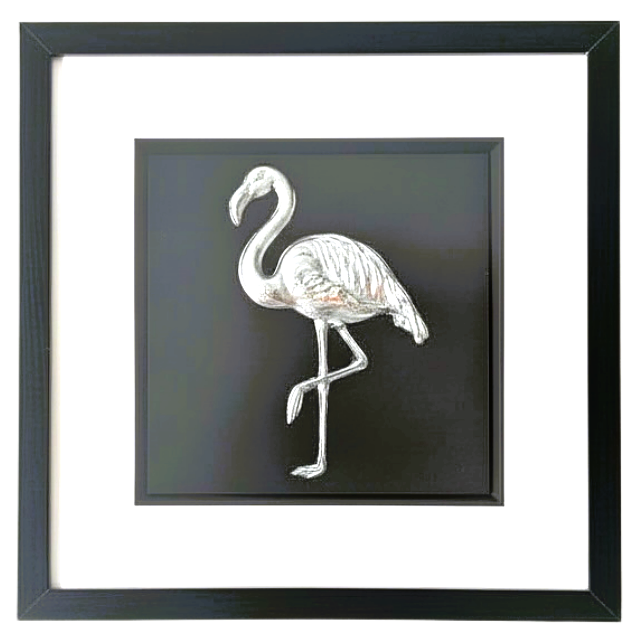 silver leaf flamingo wall art front view