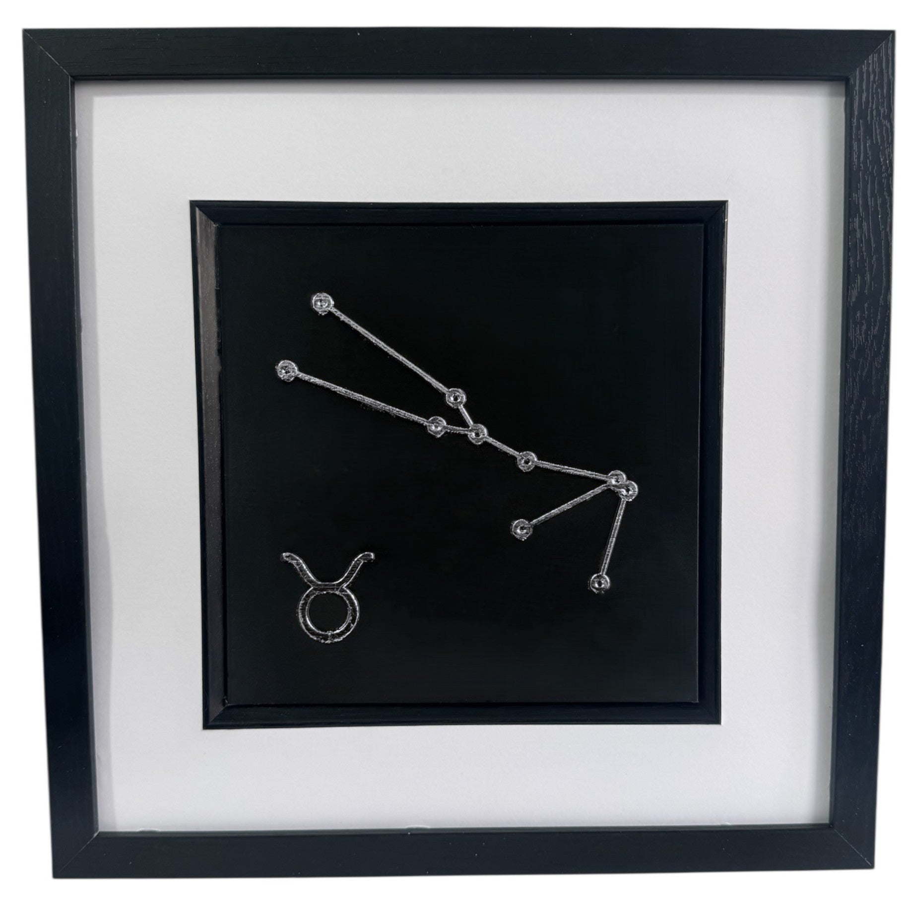 Silver Taurus constellation framed 3D wall art zodiac gift