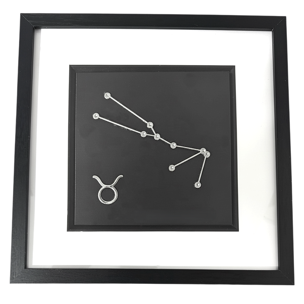 Silver Taurus constellation framed wall art