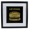 Gold 3D relief wall art of Arsenal Emirates Stadium featuring Oooh To Be A Gooner banner.