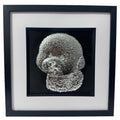 Bichon Frise framed wall art finished in silver leaf with black frame and white mount