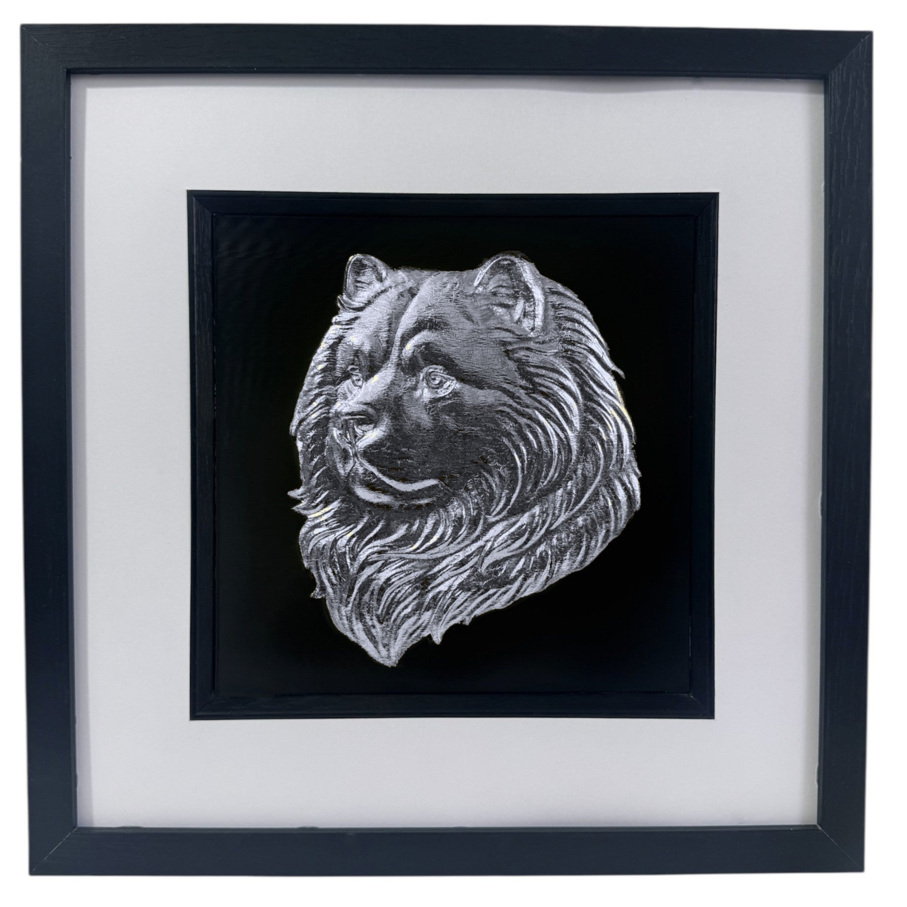 silver chow chow dog wall art