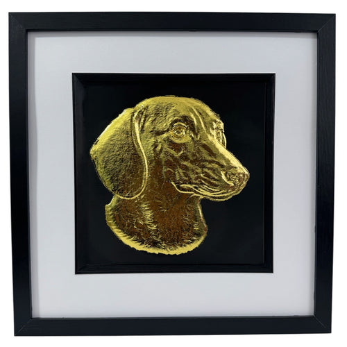 Dachshund wall art 3d gold leaf framed  front view