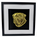 Dogue de Bordeaux framed wall art with gold leaf relief in black frame