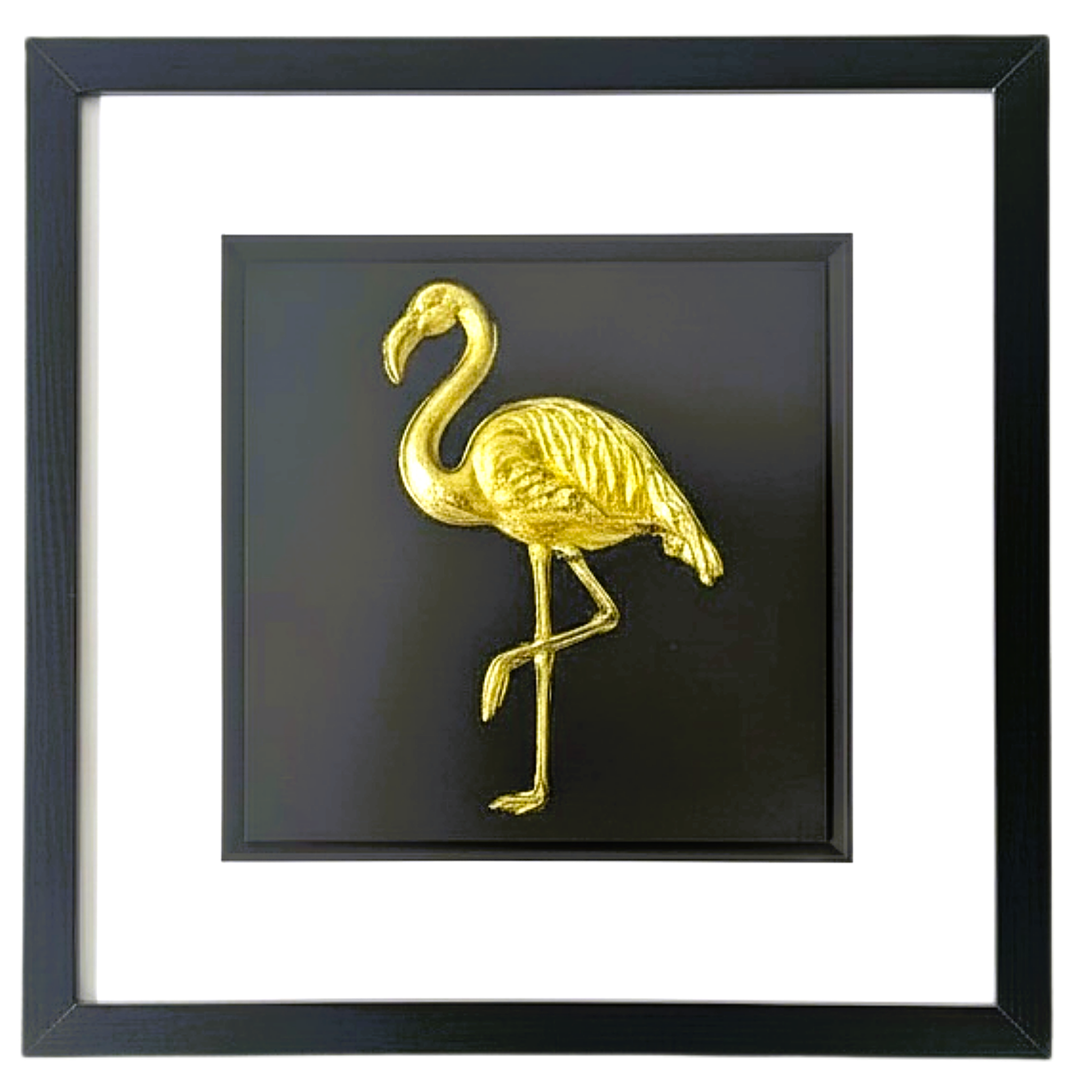 gold flamingo wall art front view