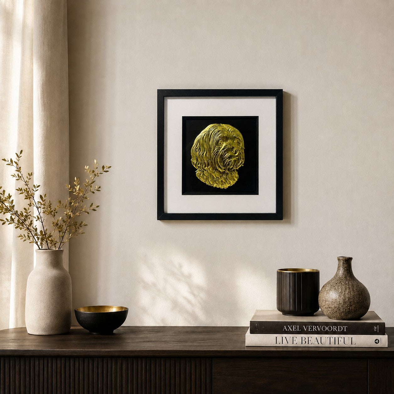 lhasa-apso-gold-leaf-framed-dog-wall-art-lifestyle