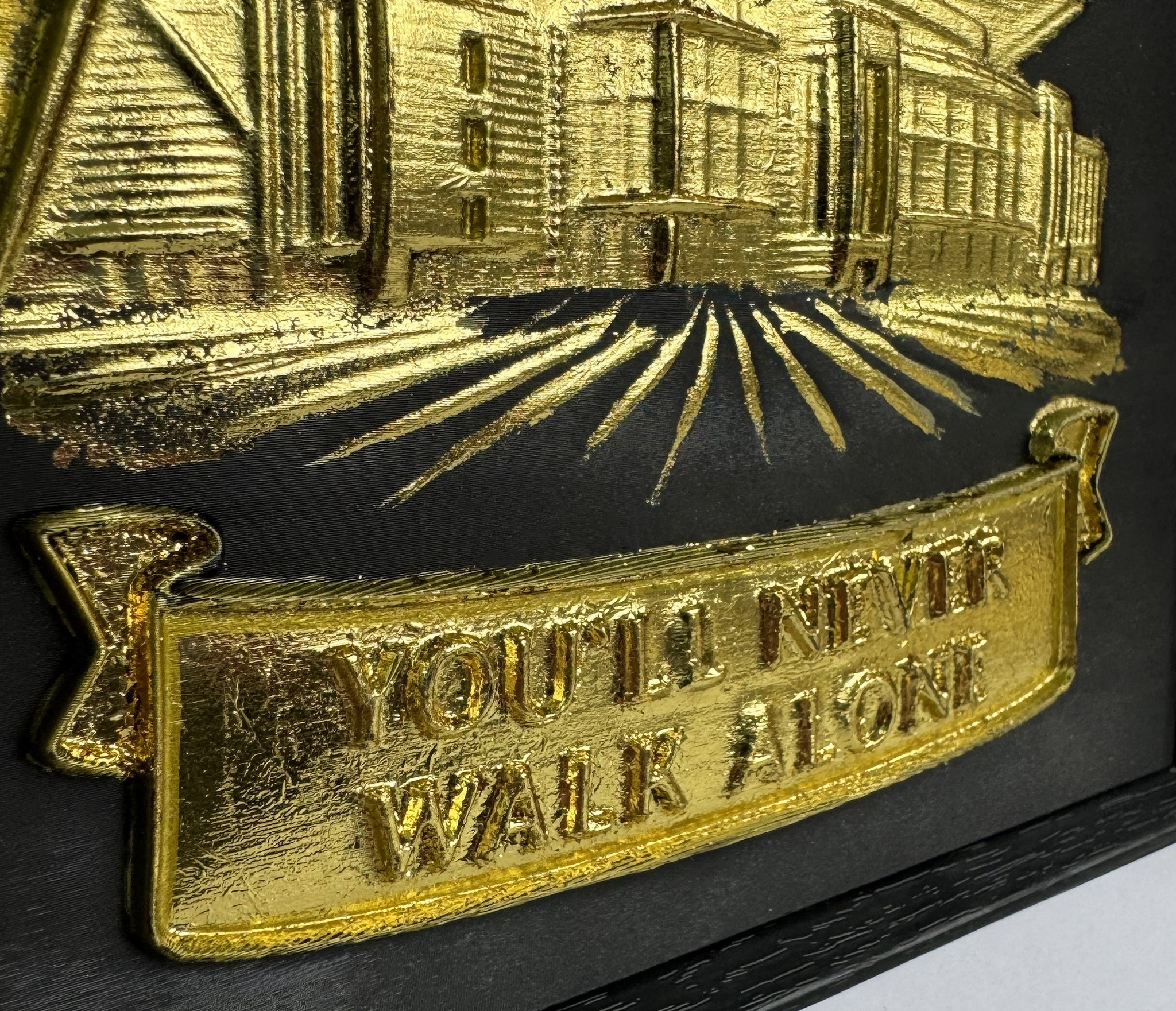 liverpool wall art 3d close up in gold leaf and frame  youll never walk alone
