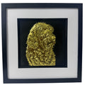 Otterhound gold leaf framed wall art shown front on with black wooden frame white mount and black background