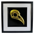 Framed raven skull wall art shown straight on with gallery-style mount