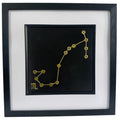 Gold Scorpio constellation 3d wall art on black background with white mount zodiac gift