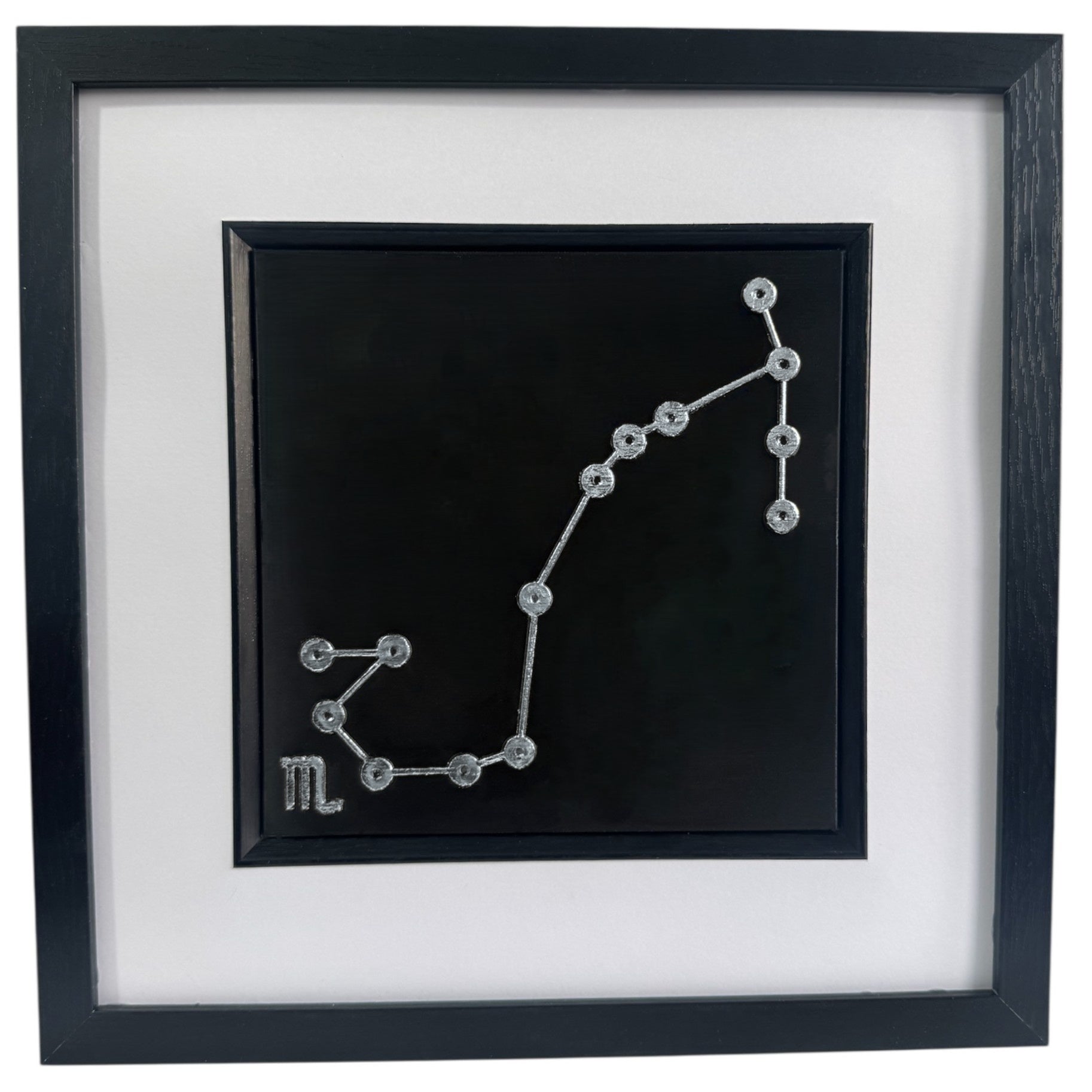 Silver Scorpio constellation framed 3d wall art- zodiac star sign gift
