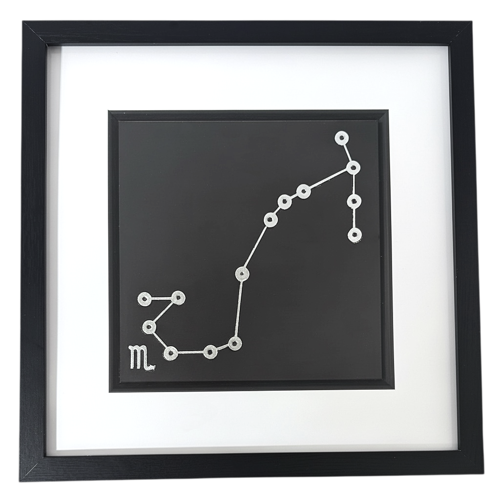 Silver Scorpio constellation framed wall art