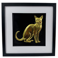 Siamese cat wall art framed in black with gold leaf relief