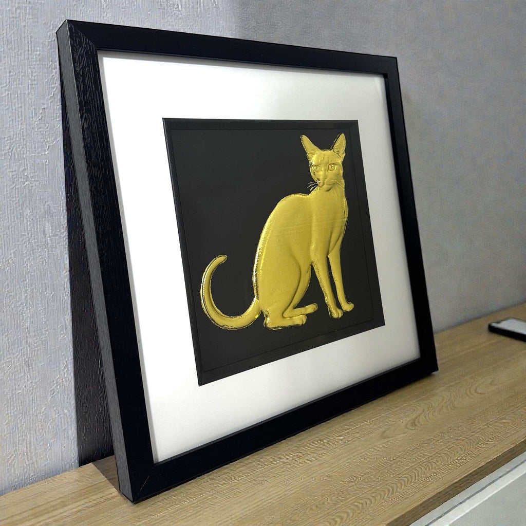 Side view of Siamese cat wall art showing frame depth