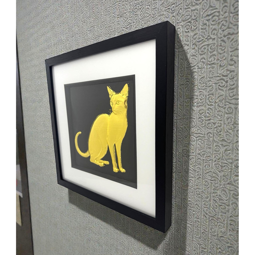 Siamese cat framed wall art displayed on wall