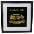 Sunderland wall art framed in gold leaf relief, square black frame with white mount and inner black surround, front facing product photo.