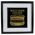 Personalised West Ham United London Stadium wall art in gold leaf with black frame and white mount